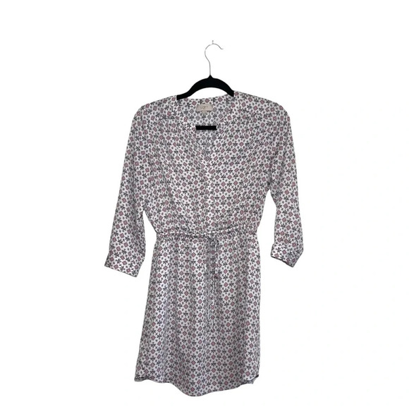 LOFT Outlet White Pink Floral Print V-neck Drawstring Mini Dress Xsmall Women’s - Picture 14 of 14
